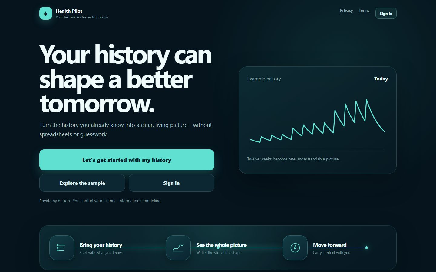 Health Pilot homepage preview