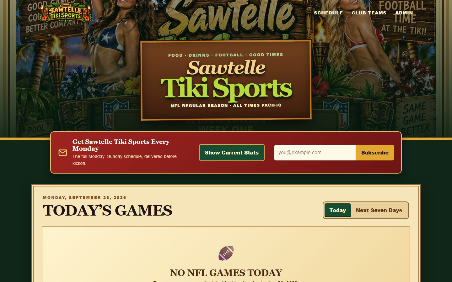 Sawtelle Tiki Sports homepage preview